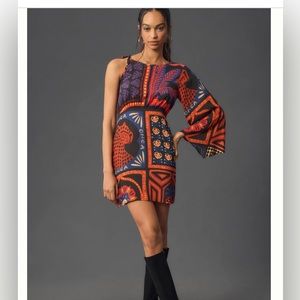 FARM Rio One-Shoulder Red and Blue Mini Dress